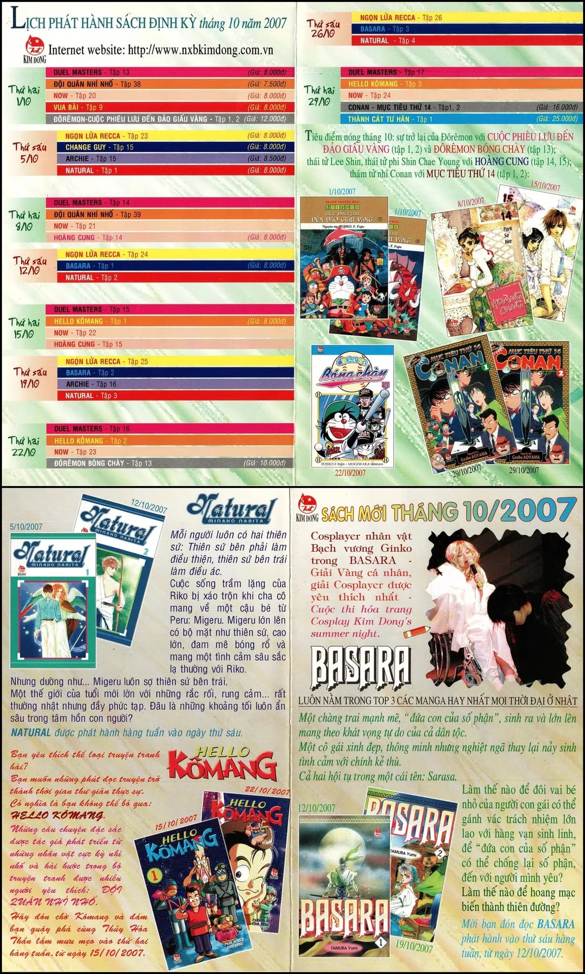 Lịch phát hành Kim Đồng tháng 10/2007