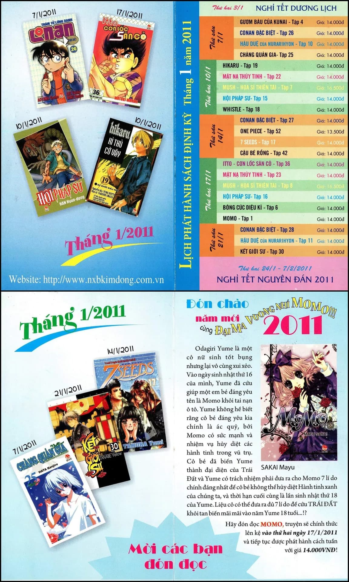 Lịch phát hành Kim Đồng tháng 01/2011