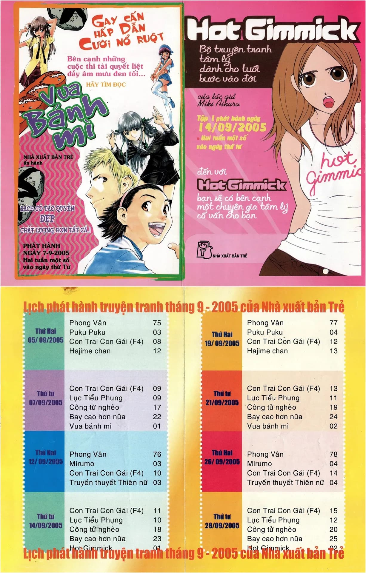 Lịch phát hành NXB Trẻ tháng 09/2005