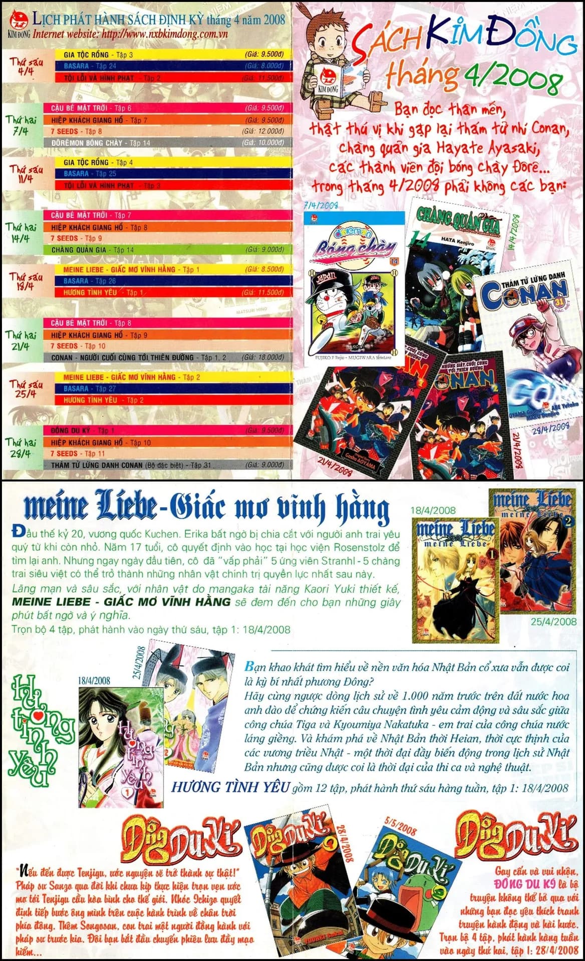 Lịch phát hành Kim Đồng tháng 04/2008