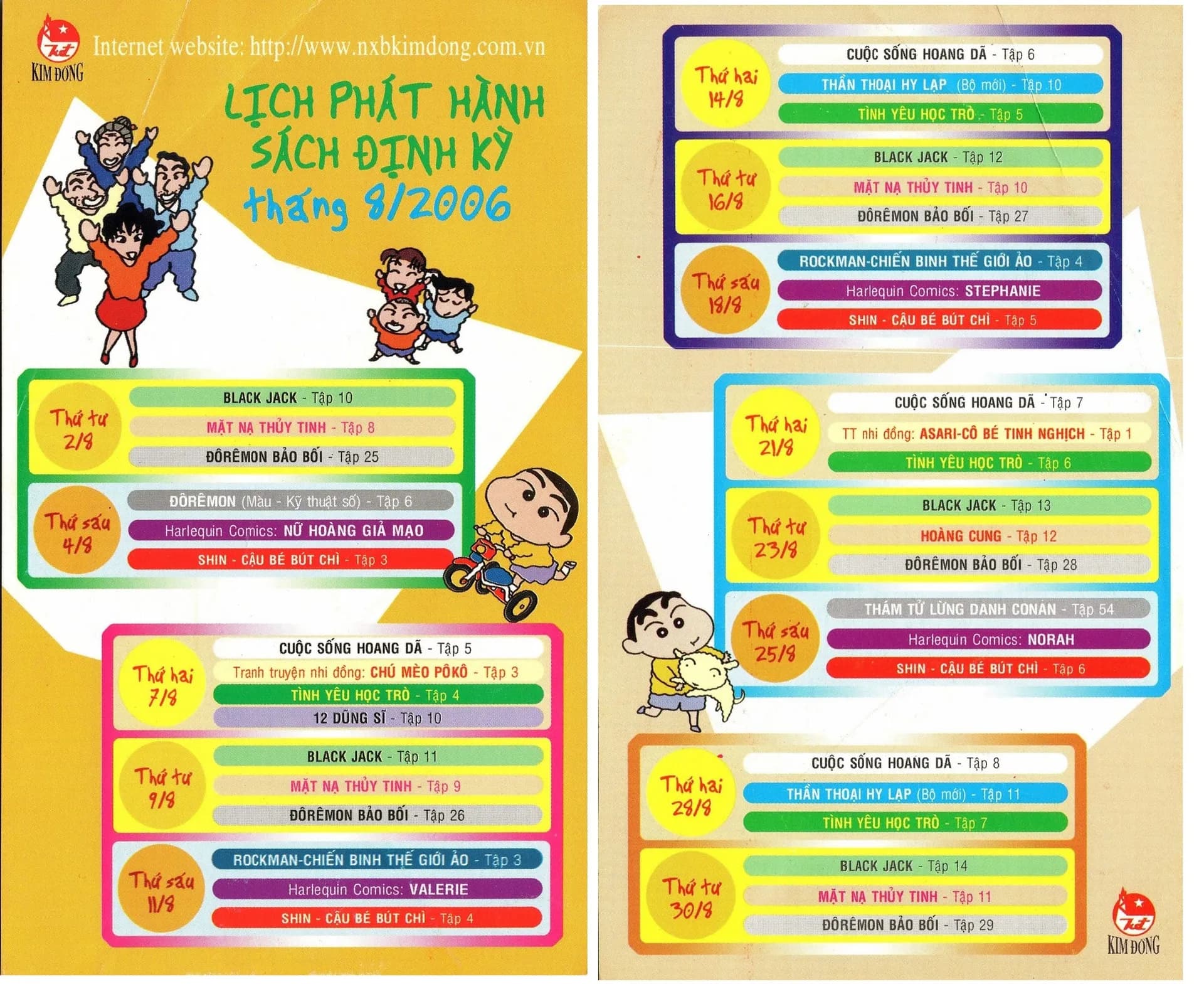 Lịch phát hành Kim Đồng tháng 08/2006