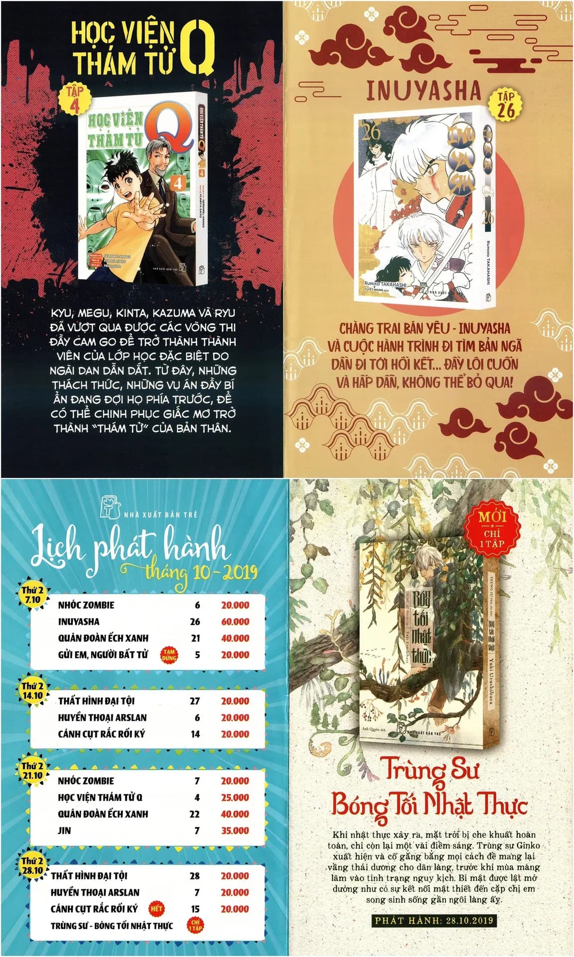 Lịch phát hành NXB Trẻ tháng 10/2019